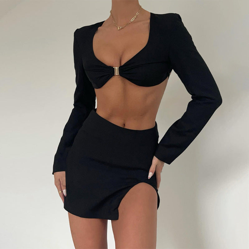 Long Sleeve Backless Set